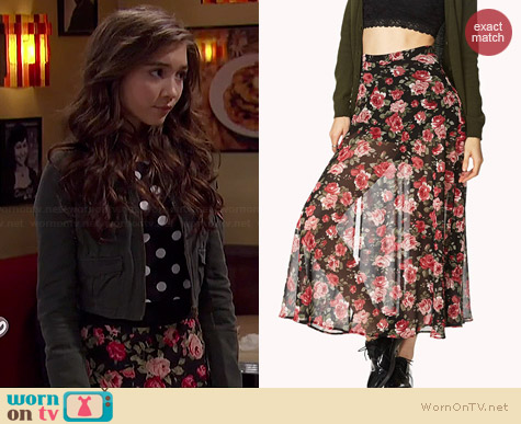 Forever 21 Floral Fantasy Midi Skirt worn by Rowan Blanchard on Girl Meets World