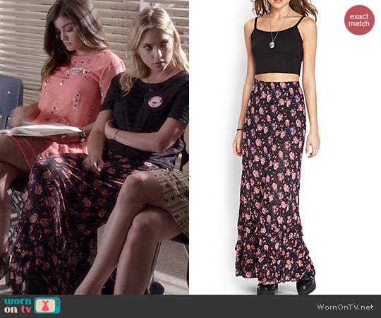 Forever 21 Tiered Floral Maxi Skirt worn by Ashley Benson on PLL