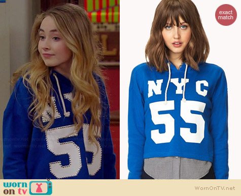 Forever 21 Fresh NYC Cropped Hoodie worn by Sabrina Carpenter on Girl Meets World