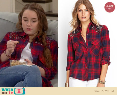 Forever 21 Grommet Plaid Shirt worn by Kaitlyn Dever on Last Man Standing