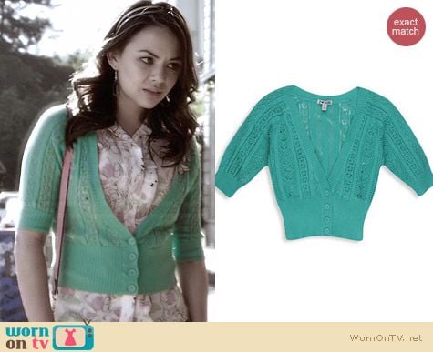 Forever 21 H81 Knit Cropped Cardigan worn by Janel Parrish on PLL