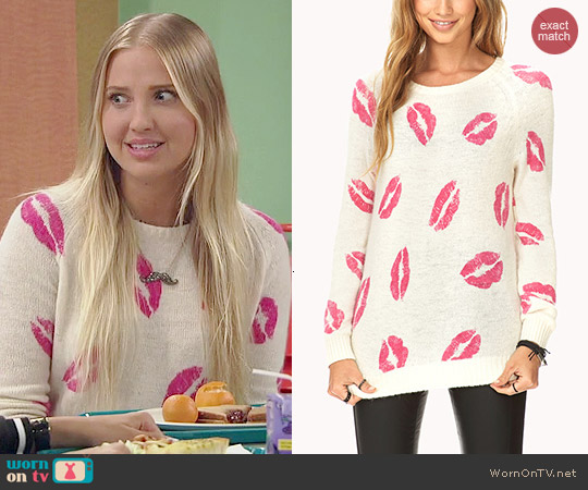 Forever 21 Lovely Lips Raglan Sweater worn by Marisa (Veronica Dunne) on KC Undercover