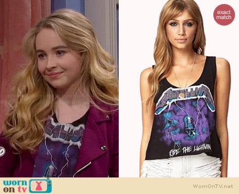 Forever 21 Metallica Muscle Tee worn by Sabrina Carpenter on Girl Meets World