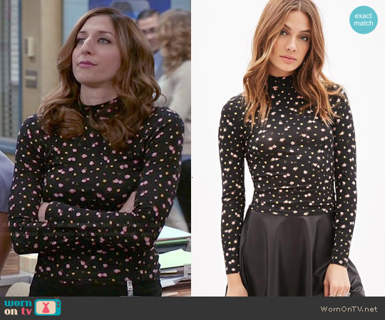 Forever 21 Mock Neck Rose Print Top worn by Gina Linetti (Chelsea Peretti) on Brooklyn Nine-Nine