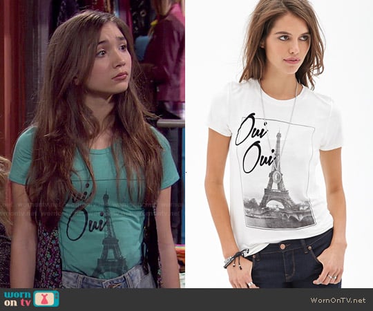 Forever 21 Oui Oui Knit Tee worn by Riley Matthews (Rowan Blanchard) on Girl Meets World