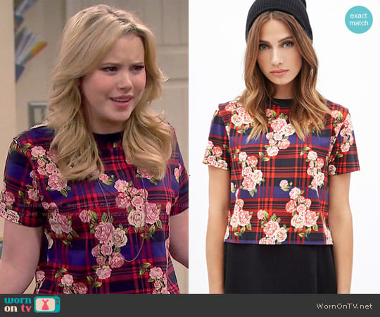 Forever 21 Plaid & Rose Print Top worn by Lennox Scanlon (Taylor Spreitler) on Melissa and Joey