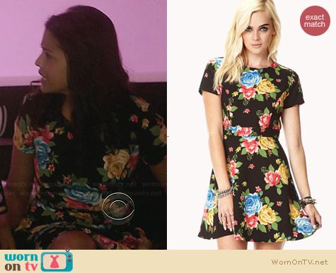 Forever 21 Retro Floral Fit & Flare Dress worn by Tiya Sircar on The Crazy Ones