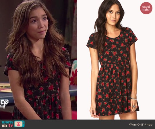 Forever 21 Romantic Rose Fit Flare Dress worn by Rowan Blanchard on Girl Meets World