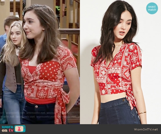 Forever 21 Self Tie Ornate Crop Top worn by Riley Matthews (Rowan Blanchard) on Girl Meets World