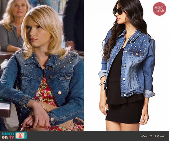 Forever 21 Spiked Denim Jacket worn by Magnolia Breeland (Claudia Lee) on Hart of Dixie