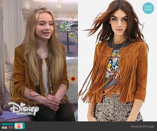 Forever 21 Suede Fringe Jacket worn by Maya Hart (Sabrina Carpenter) on Girl Meets World