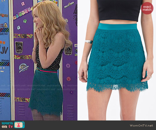 Forever 21 Scalloped Lace Mini Skirt worn by Liv Rooney (Dove Cameron) on Liv and Maddie