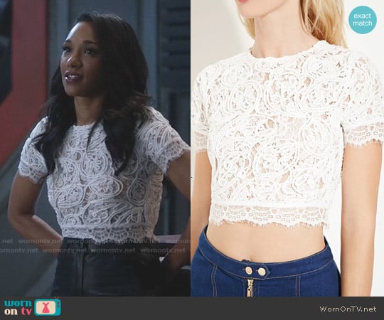 Forever 21 Textured Lace Crop Top worn by Iris West (Candice Patton) on The Flash