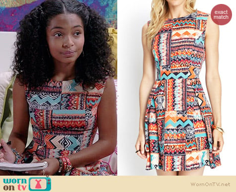 Forever 21 Tribal Print Woven Dress worn by Yara Shahidi on Black-ish