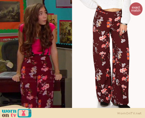 Forever 21 Tropical Floral Wide Leg Pants worn by Rowan Blanchard on Girl Meets World