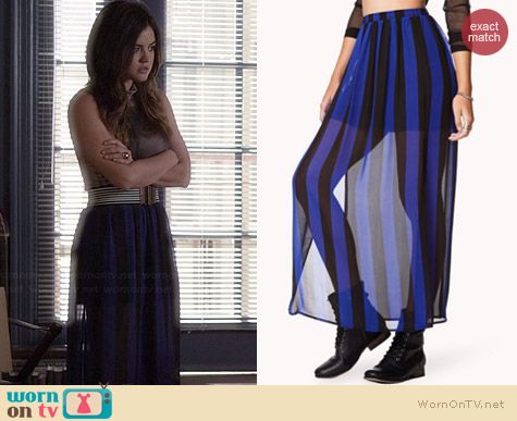 Forever 21 Vented Striped Maxi Skirt worn by Lucy Hale on PLL