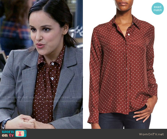 Frame Denim Le Classic Dot-Print Silk Shirt in Andorra Dot worn by Amy Santiago (Melissa Fumero) on Brooklyn Nine-Nine