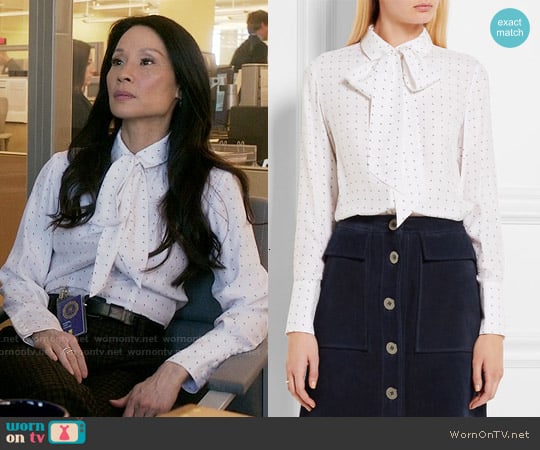 Frame Denim Le Scarf Shirt worn by Joan Watson (Lucy Liu) on Elementary