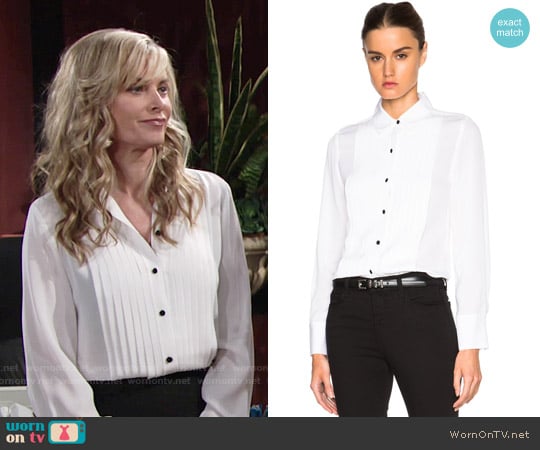 Frame Denim Tuxedo Top worn by Ashley Abbott (Eileen Davidson) on The Young and the Restless