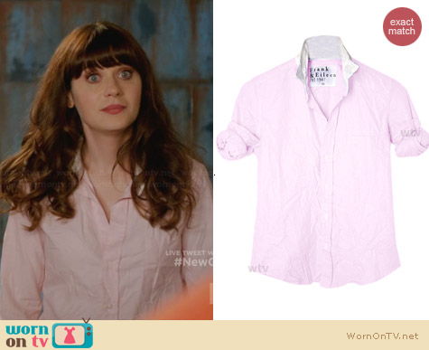 Frank & Elieen Barry Shirt in Pink worn by Zooey Deschanel on New Girl