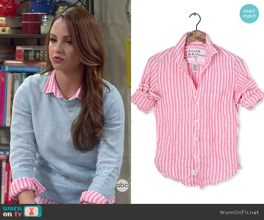 Frank & Eileen Barry Striped Linen Shirt worn by Sofia Rodriguez (Aimee Carrero) on Young and Hungry