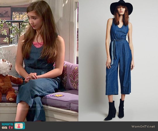 Free People Decca Chambray Jumpsuit worn by Riley Matthews (Rowan Blanchard) on Girl Meets World