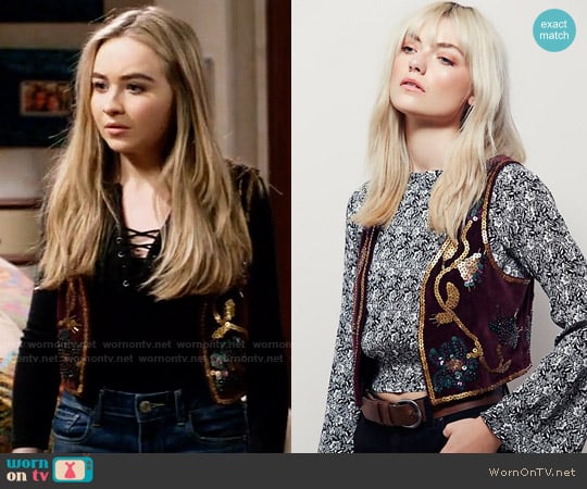 Free People Shrunken Sequin Vest worn by Maya Hart (Sabrina Carpenter) on Girl Meets World