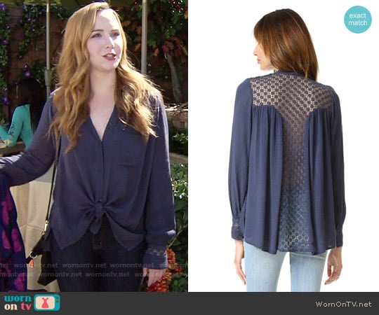 Free People The Best Button Down in Navy worn by Mariah Copeland (Camryn Grimes) on The Young and the Restless