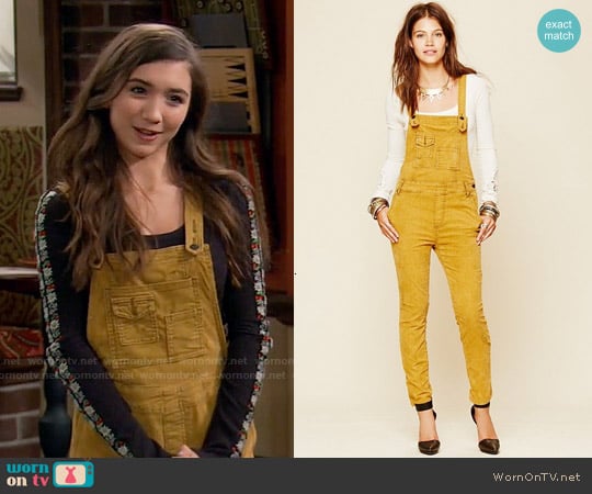 Free People Through The Woods Corduroy Overall worn by Riley Matthews (Rowan Blanchard) on Girl Meets World