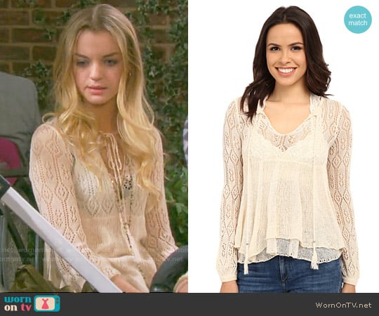 Free People Angel Days Pullover in Antique Combo worn by Claire Brady (Olivia Keegan) on Days of our Lives