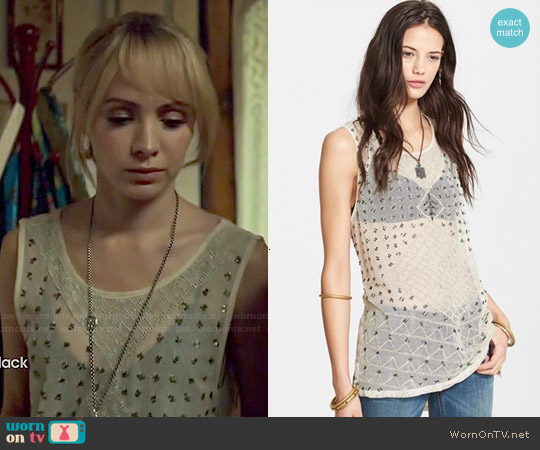 Free People 'Anjani' Embellished Mesh & Linen Tank worn by Shay (Ksenia Solo) on Orphan Black