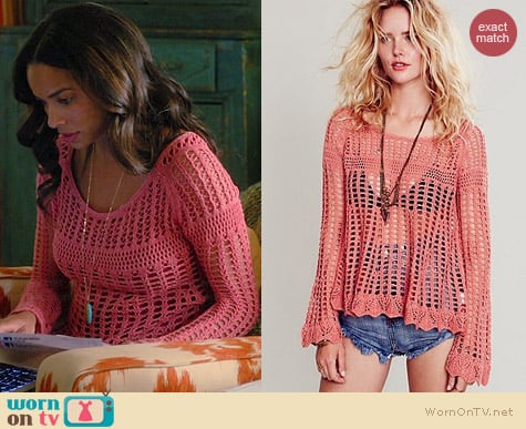 Free People Annabelle Crochet Pullover worn by Rochelle Aytes on Mistresses