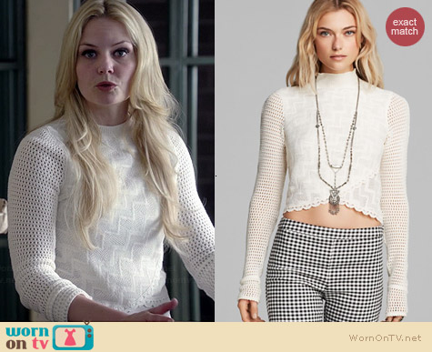 Free People Antoinette Top in Oatmeal worn by Jennifer Morrison on OUAT