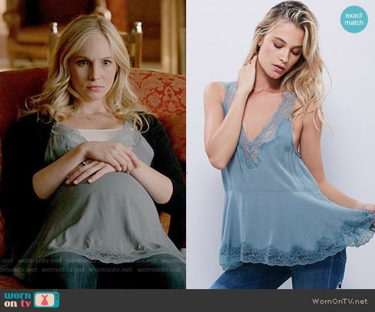 Free People Bellflower Tunic in Misty Teal worn by Caroline Forbes (Candice Accola) on The Vampire Diaries