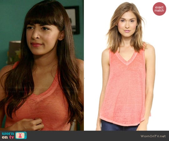 Free People Breezy Tank in Sunrise Red worn by Hannah Simone on New Girl