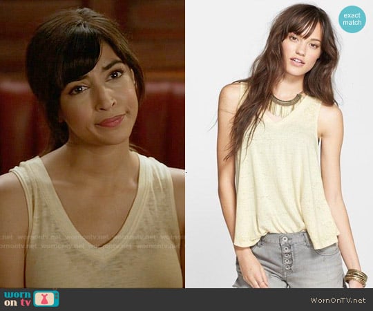 Free People Breezy Tank in Yellow worn by Cece Parekh (Hannah Simone) on New Girl