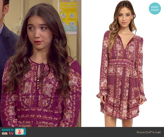 Free People 'Bridgette' Dress in Berry Combo worn by Riley Matthews (Rowan Blanchard) on Girl Meets World