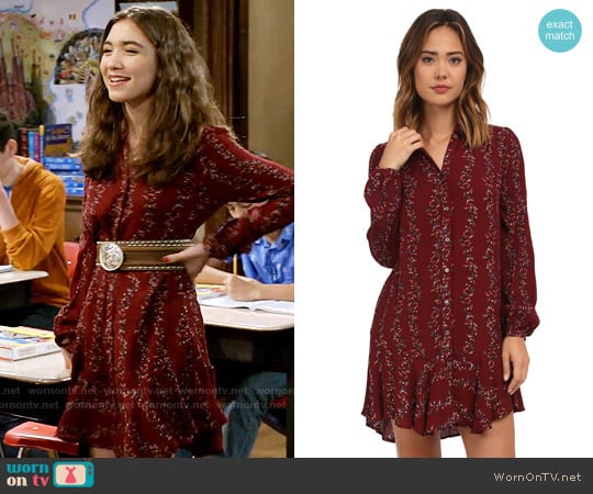 Free People Button Down Shirt Dress in Cranberry worn by Riley Matthews (Rowan Blanchard) on Girl Meets World