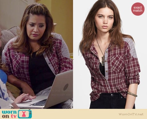 Free People Catch Up with Me Plaid Shirt worn by Cristela Alonzo on Cristela