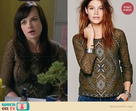 Free People Changing Directions Lace Top worn by Ashley Rickards on Awkward