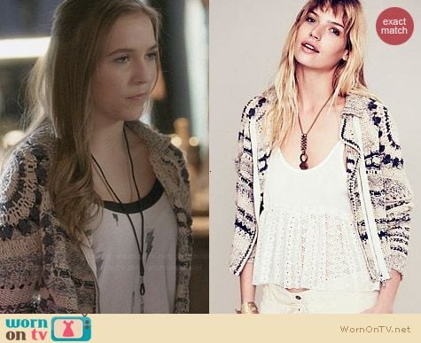 Free People Crochet Moto Jacket worn by Lennon Stella on Nashville