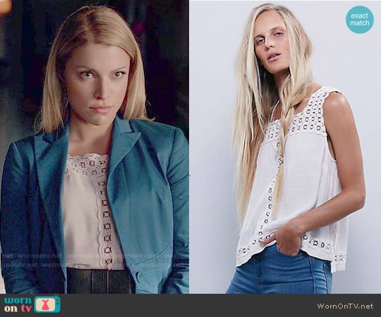 Free People Cutwork Neckline Crop Tank worn by Mary Louise (Teressa Liane) on The Vampire Diaries