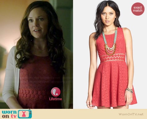 Free People Daisy Lace Fit & Flare Dress in Tibetan Red worn by Rachel Boston on Witches of East End