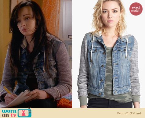 Free People Denim & Knit Jacket worn by Ashley Rickards on Awkward