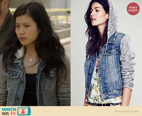 Free People Denim & Knit Jacket worn by Jadyn Wong on Scorpion