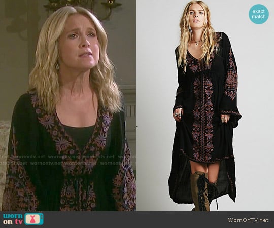 Free People Dreamweaver Dress in Black Combo worn by Jennifer Horton (Melissa Reeves) on Days of our Lives