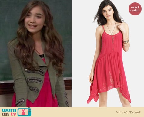 Free People Embroidered Shark Bite Hem Slipdress worn by Rowan Blanchard on Girl Meets World