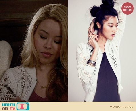 Free People Even in Eyelet Bomber Jacket worn by Cierra Ramirez on The Fosters