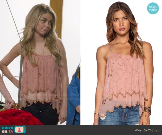 Free People Fairy Dust Tank in Dark Peach worn by Haley Dunphy (Sarah Hyland) on Modern Family