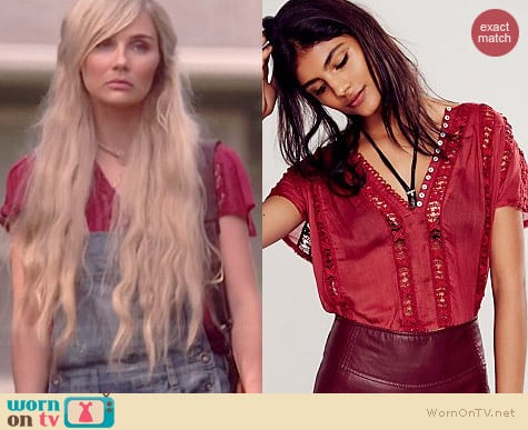 Free People Flower Chain Top in Maroon worn by Clare Bowen on Nashville